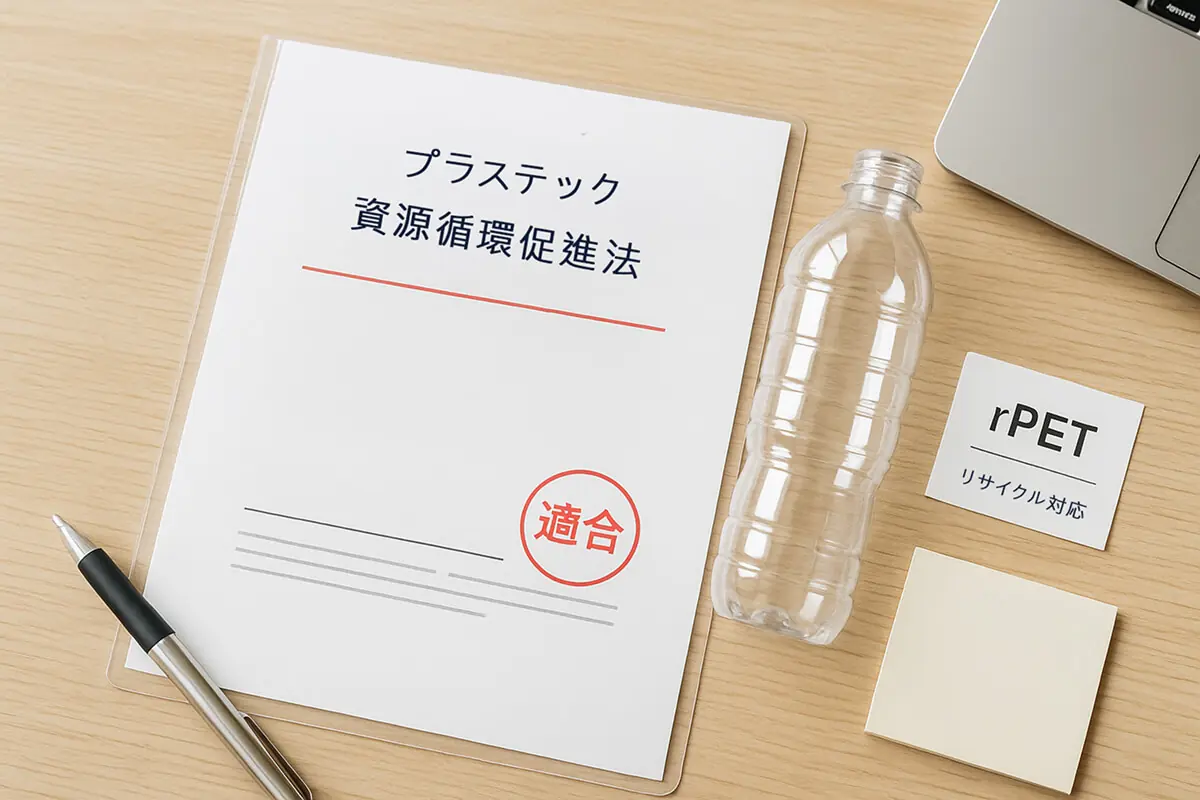 2025年からの法改正に対応するSouthPlasticの再生PET（rPET）容器。プラスチック資源循環促進法とエコデザイン基準に適合。